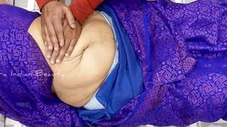 Curvy Indian Mommy in Saree Receiving Erotic Oil Massage - Navel and Milky Thigh