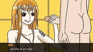 One Slice of Lust (One Piece) Part 4 Nami gives Rubber Handjob By LoveSkySan