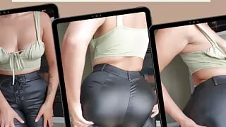 Sexy MILF Teacher in leather leggings wants you to jerk your dick and cum hard for her JOI