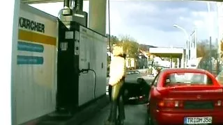 Hot German blonde dildoing her holes before sucking a cock in POV