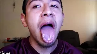 Tongue and mouth fetish with a lot of saliva