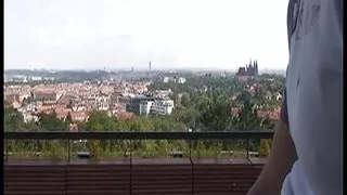 Hot German slut makes her man cum on her belly