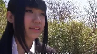 Japanese college student in recruit suit loses it for outdoor sex