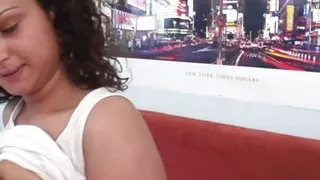 Sexy brunette with beautiful tight shaved pussy enjoys