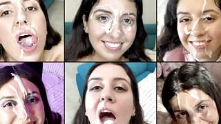 Cum on face compilation, cum in mouth, cum swallowing, a lot of cum on face