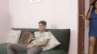 Latina milf seduces and gives her pussy to her little stepbrother.