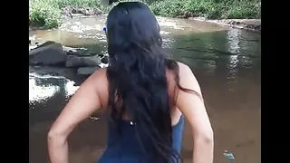 Sister-in-law Lets Herself Be Recorded Urinating in the River, She Got Her Young Whore Mouth Filled with Milk