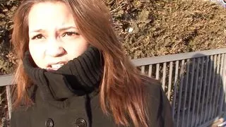 Normal German girl persuaded to have sex on the street