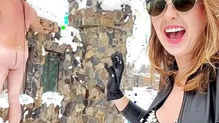 Extreme crucifiction in the snow - 15 Celsius - Sadism and brutality, shivering slave