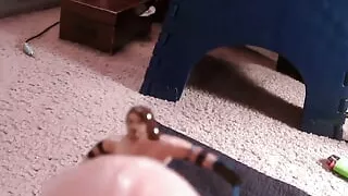 V 516 Fantasy Shrunken Man Tied to Huge Dildo and Covered in Lube as I Loom Overhead with Giant Vagina