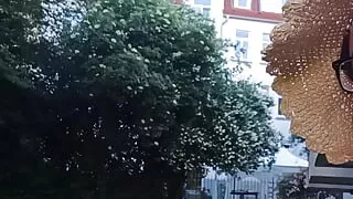 Sissy smoking in the garden