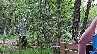 Putting my gorgeous dress on over my luxury lingerie in the woods