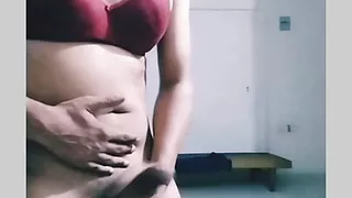 crossdresser masterbating with good cum shot