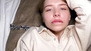 Russian hottie eats a burger during hard sex