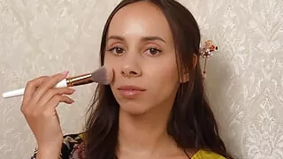 Stroking My Face with a Brush in a Geisha Costume