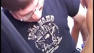 Kinky German babe fucked in gangbang action