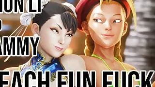 Chun li and Cammy Beach Fun Fuck