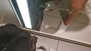 Hot and powerful cumshot in the locker room