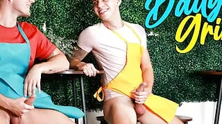 Stressed Out Hunk Waiter Flip Fucks Tatted Colleague