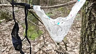 Thong found in the forest and cum covered