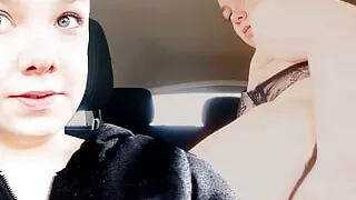GERMAN TEEN FUCKS IN CAR! Almost caught!