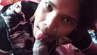Poonam bhabhi sucked her landlord's cock and cock ka pani nikal