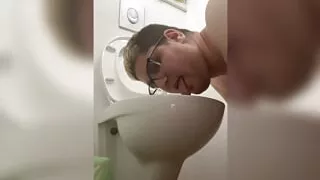 22yo boy licks a toilet seat and plays with the toilet water