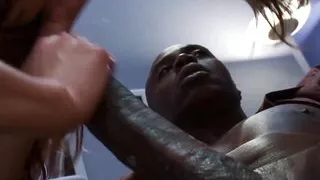 Interracial video with Amber Rayne and Trisha Rey are