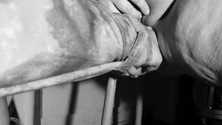 I play with my big dildo in a basement