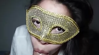 Stepmother Shows Me Her Buttocks and Sucks My Dick with a Lot of Saliva Until I Cum on Her Face and Lips. She Moans Very Good