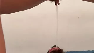 Mistress Pisses Her Slave Right in His Mouth
