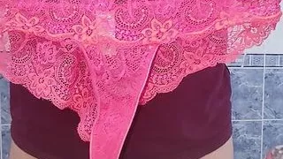 Wife lingerie cumming after work