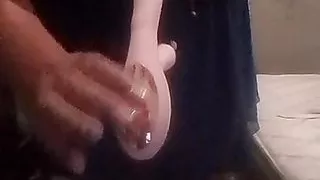 Dildo in the tight pussy of a perverted milf eager for cock