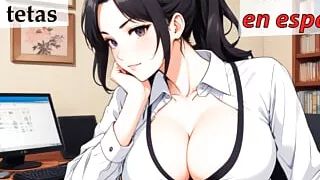 Spanish JOI Hentai, cum on your office girlfriend's tits. Spanish voice.