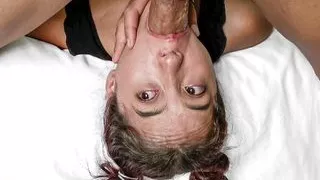 Tiny teen Latina sucks her stepdaddy big fat cock POV