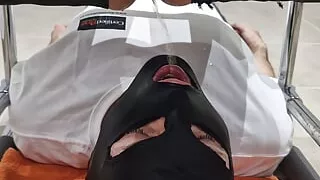 Femdom piss in mouth and pussy cleanup. My slave is my toilet bowl.