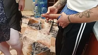 Stepmom sucks a friend's dick and fucks with him