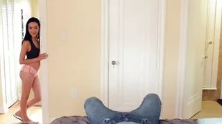 Teeny-tiny Kiley can barely wrap her lips around a massive