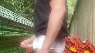 Stripping to my briefs outside and cumming