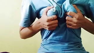 Indian girl  alone at home to show  boobs