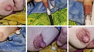 Nipple Suction Pumping . We're playing with my nipple .