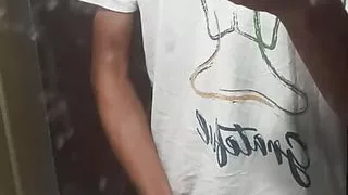 Masturbating in front of mirror