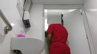 Filming nurse and patient in public restroom