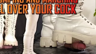 Marching and Stomping All Over Your Cock in White Boots - TamyStarly - Trample, Crushing, Trampling, Bootjob, Ballbusting, CBT
