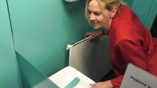 Blonde office slut fucked in company toilet!!