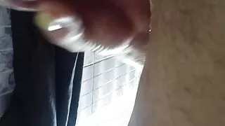 Very hard cock below job