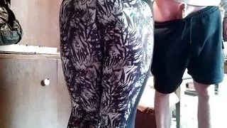 Fucking my mother-in-law standing doggy style in the neighbor's garage