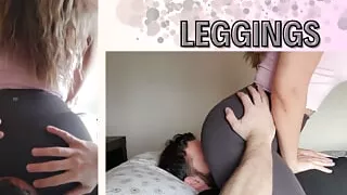 Hot Horny Teacher in leggings lets her pussy be eaten by her neighbor