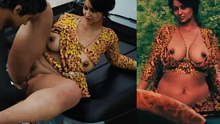 Indian sister-in-law in the jungle with a car driver