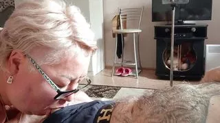 my wife went to work and my mother-in-law gives me a deep blowjob